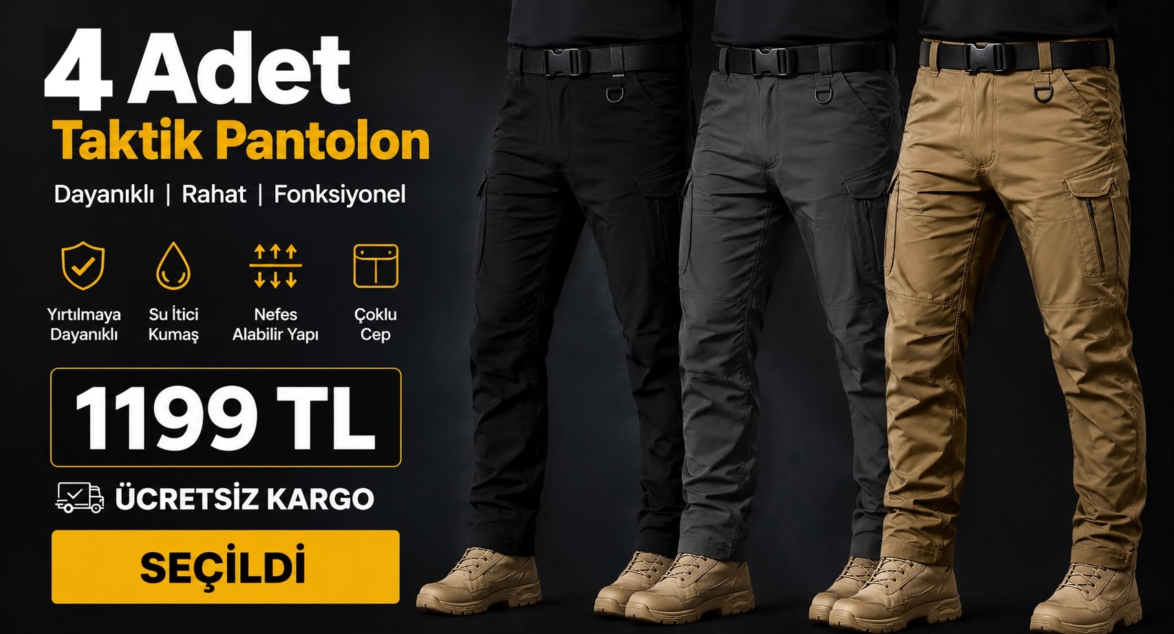 4 Adet Taktik Pantolon